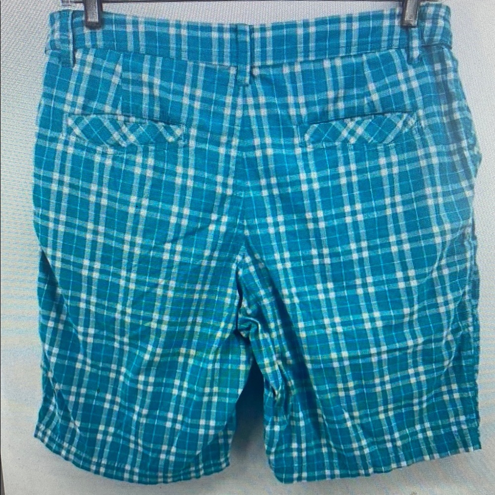 Lululemon Men's 36 Plaid Shorts Turquoise White Athletic Casual